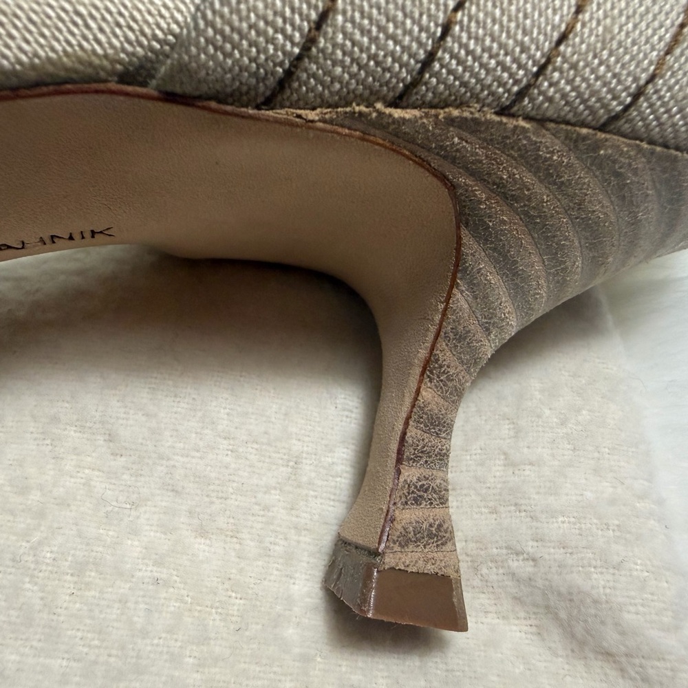 Manolo Blahnik Tan Pointed Toe Heels - Picture 4 of 8
